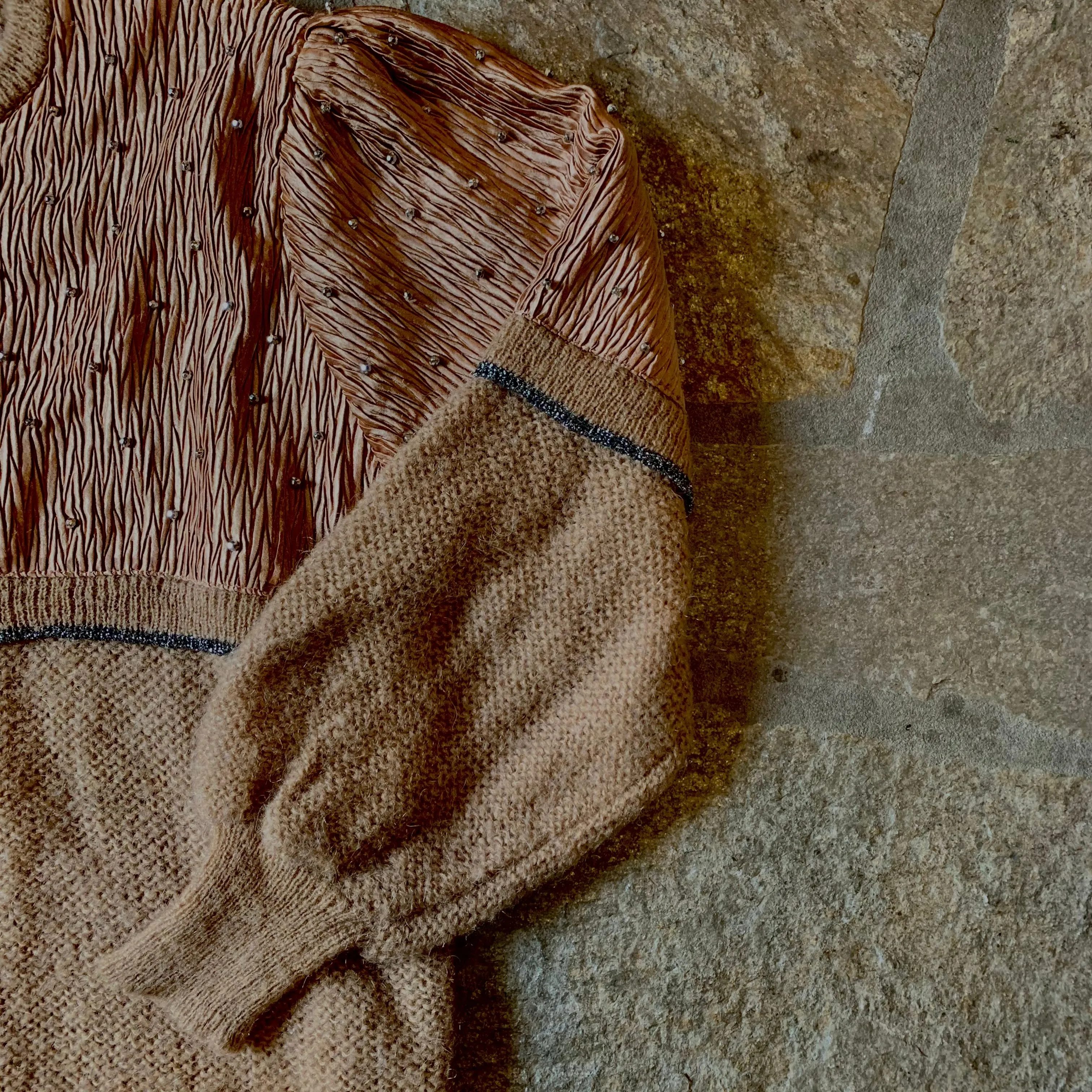 1980s Mohair and Plisse Caramel & Copper Sweater