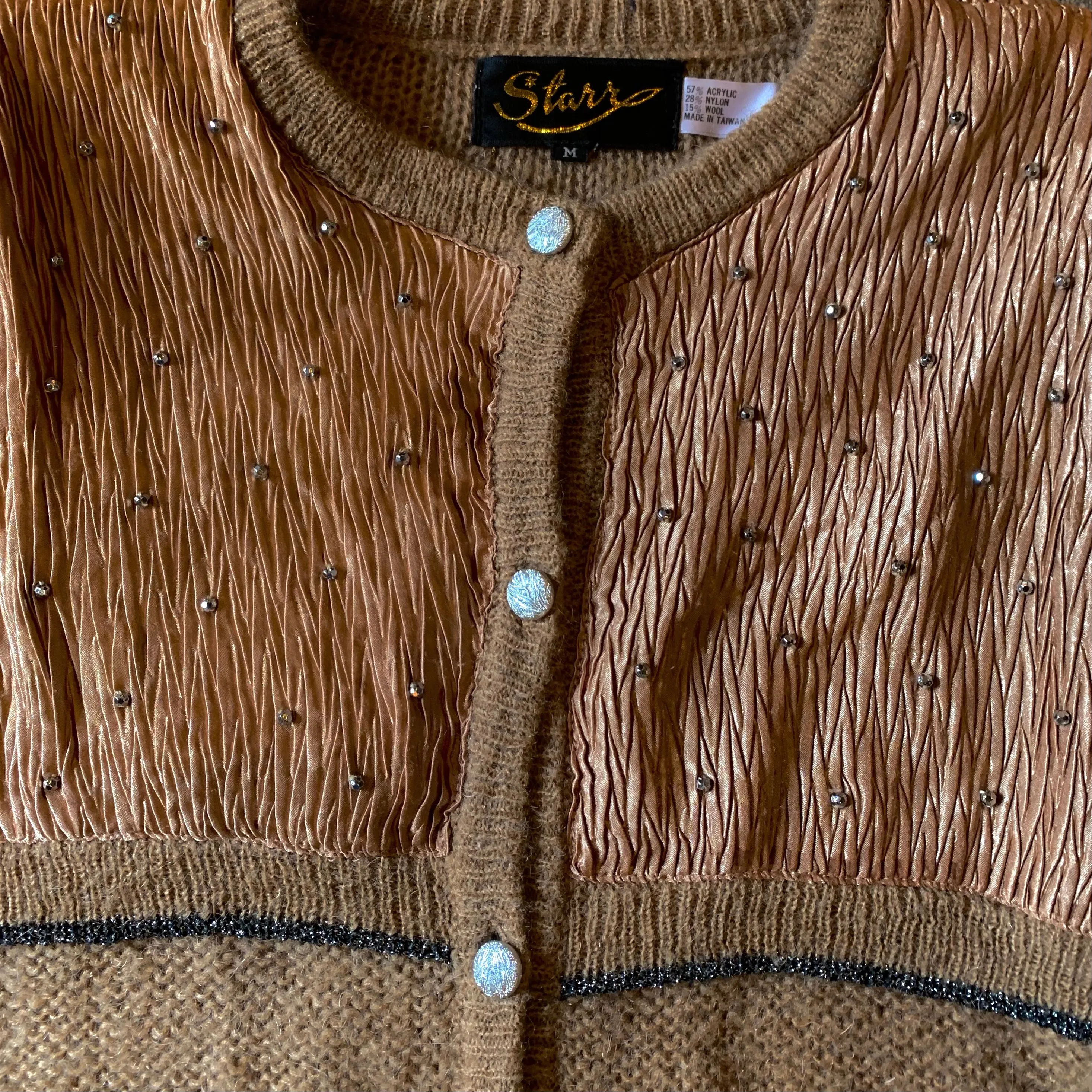 1980s Mohair and Plisse Caramel & Copper Sweater