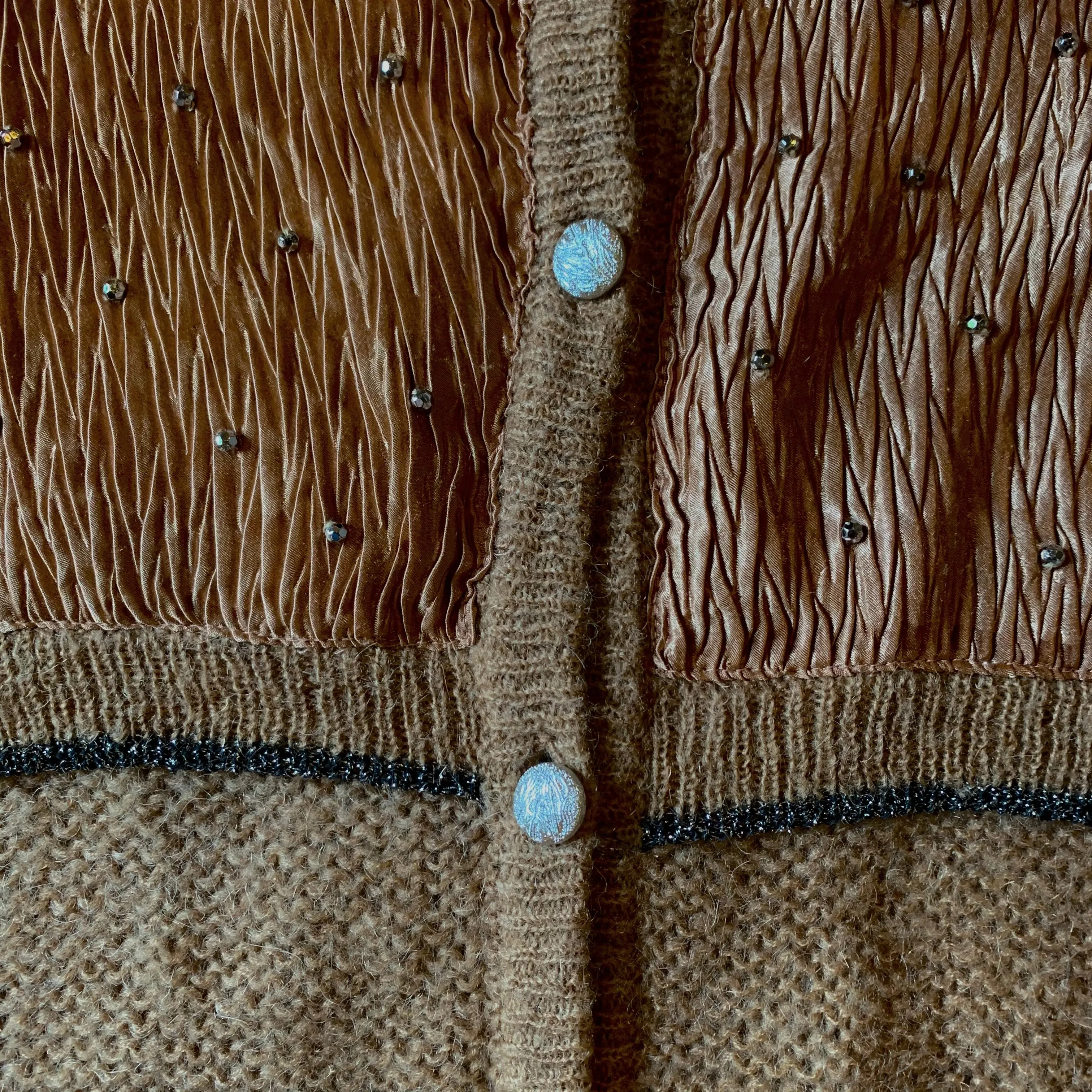 1980s Mohair and Plisse Caramel & Copper Sweater