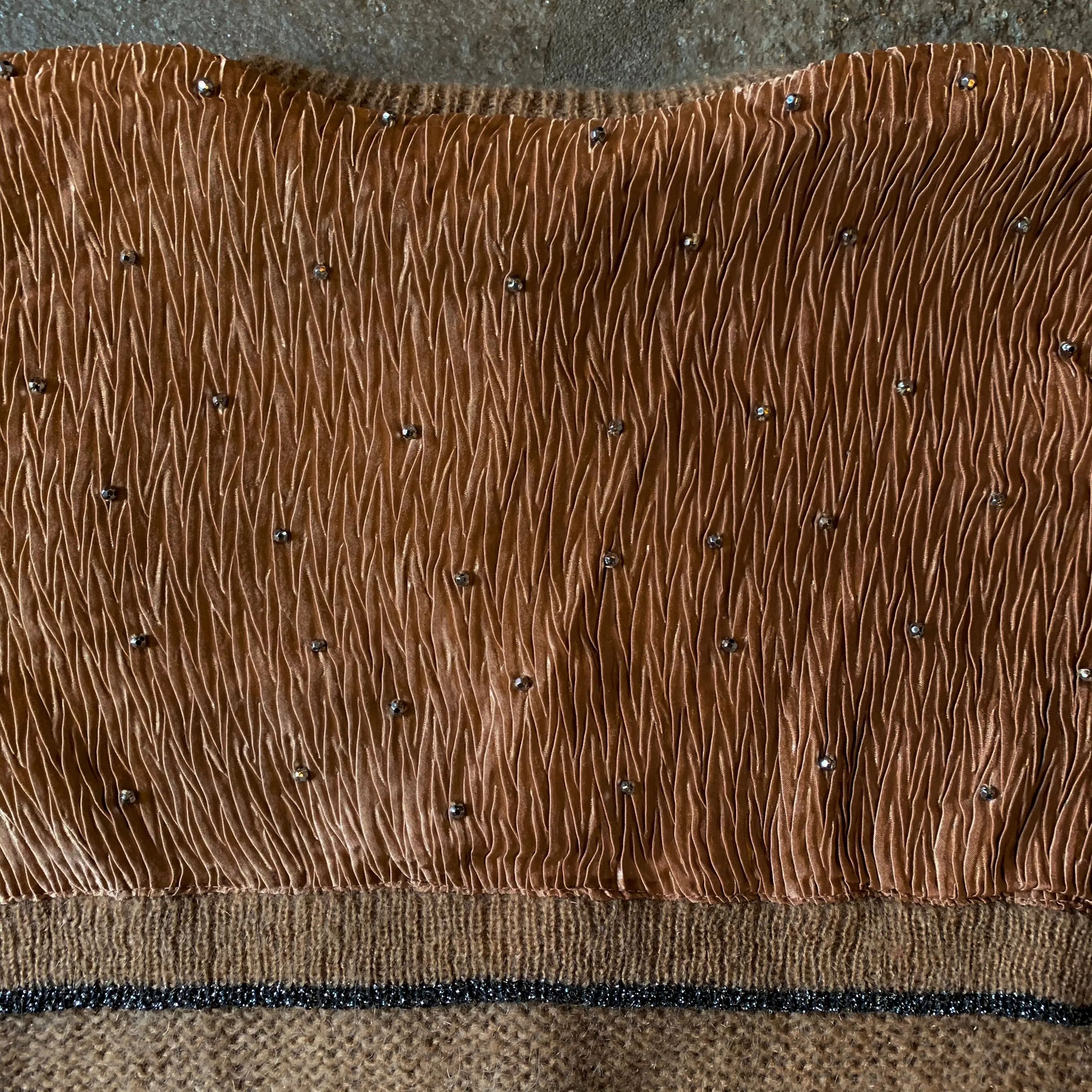 1980s Mohair and Plisse Caramel & Copper Sweater