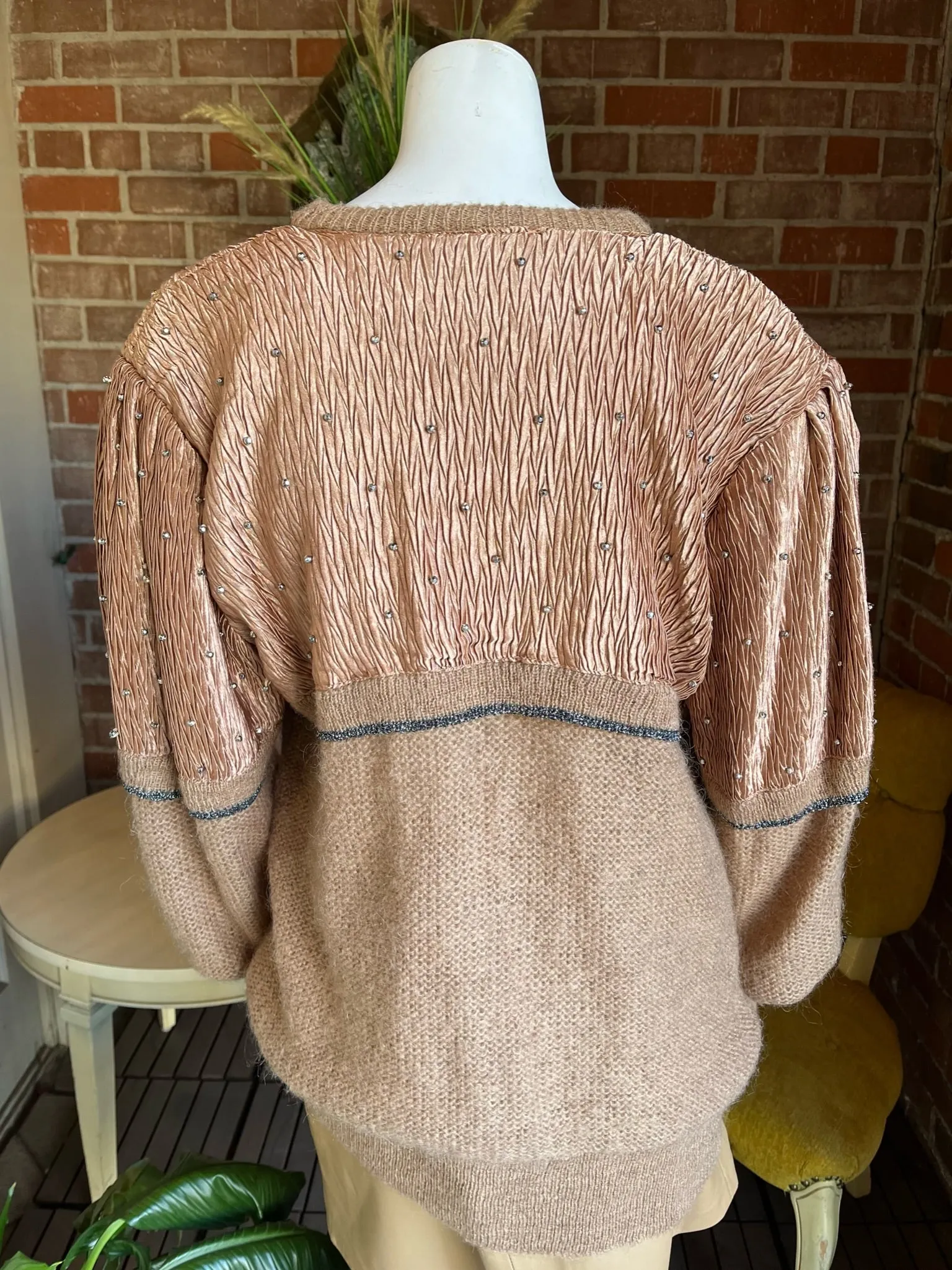 1980s Mohair and Plisse Caramel & Copper Sweater
