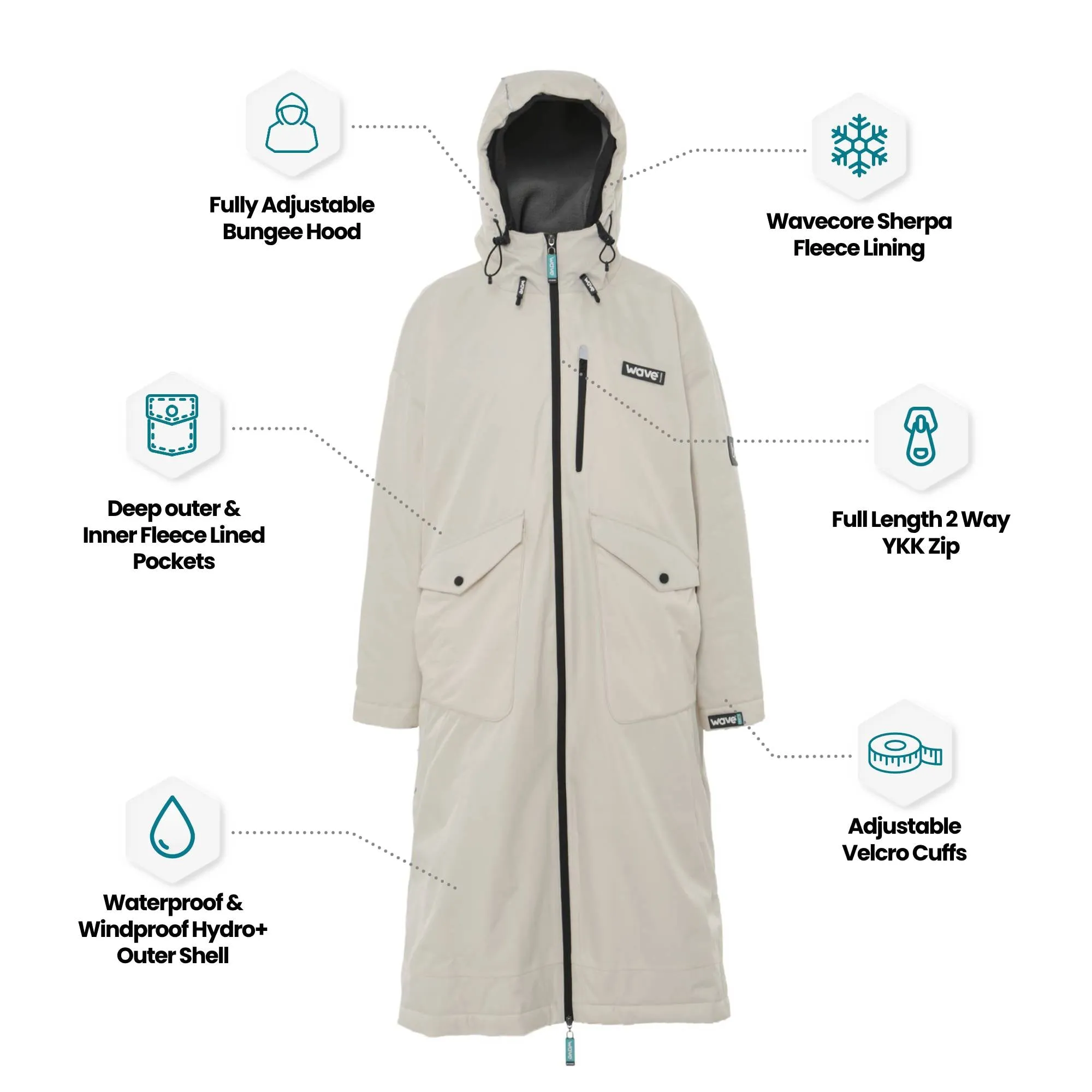3 in 1 Waterproof & Windproof Changing Robe | Unisex | Ecru Cream
