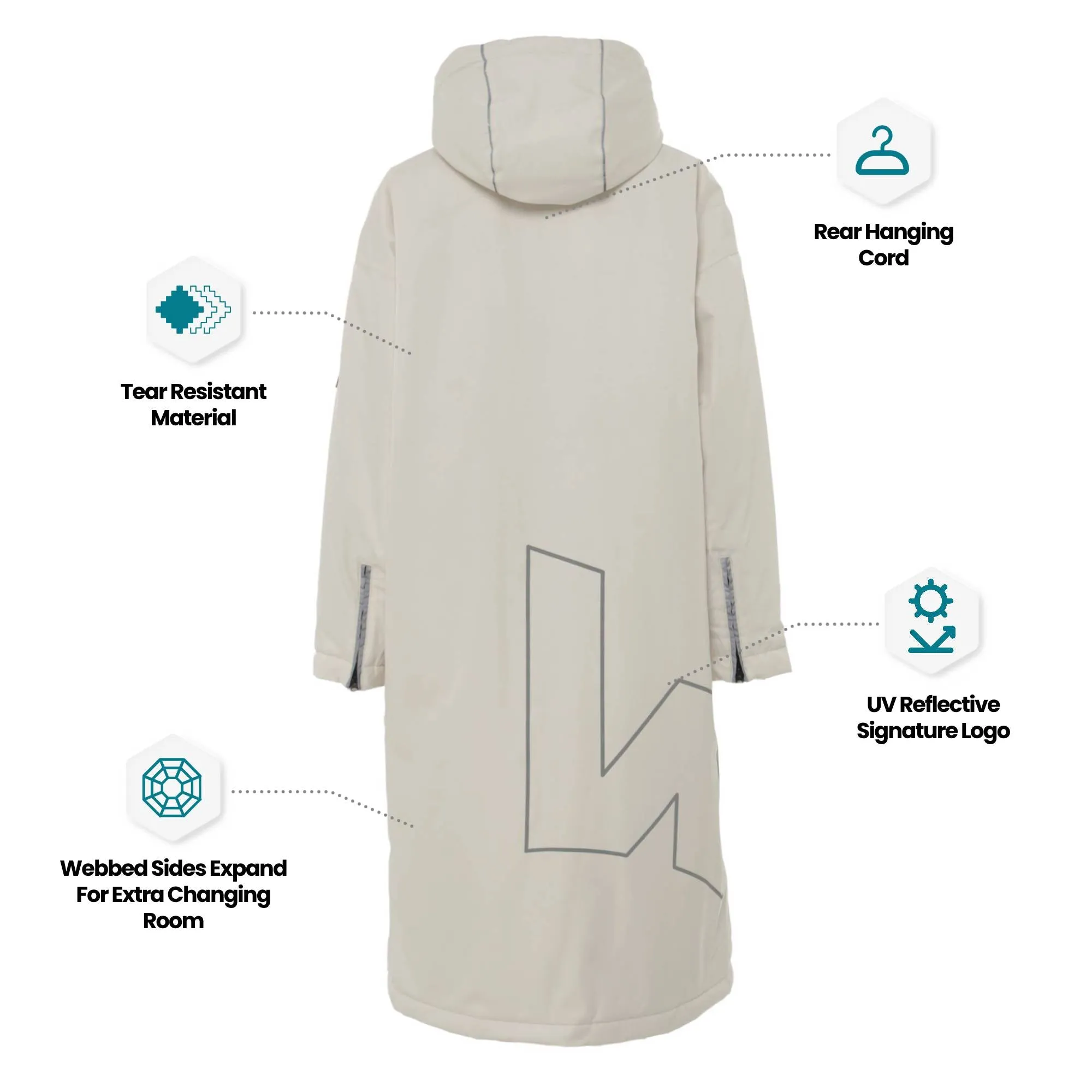 3 in 1 Waterproof & Windproof Changing Robe | Unisex | Ecru Cream