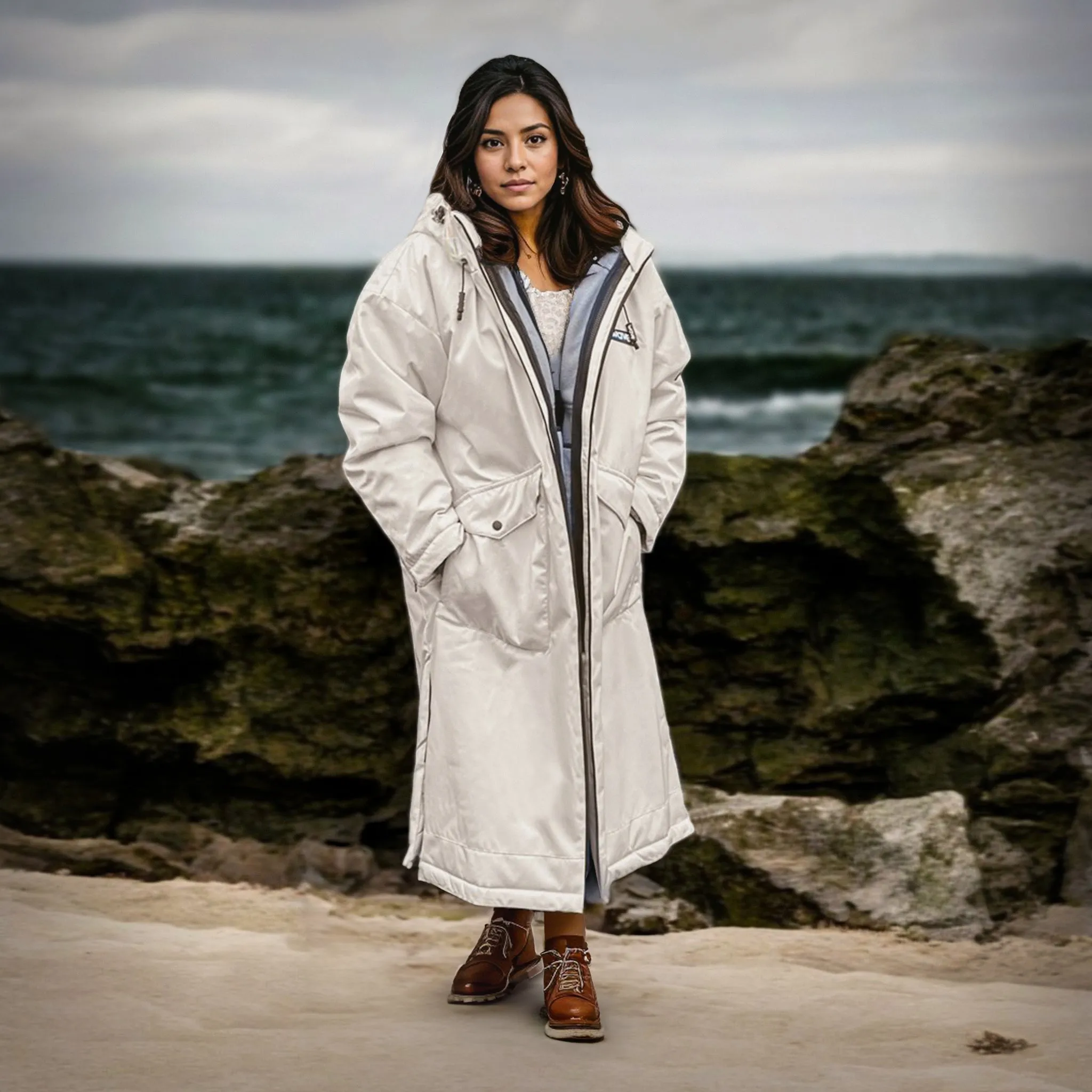 3 in 1 Waterproof & Windproof Changing Robe | Unisex | Ecru Cream