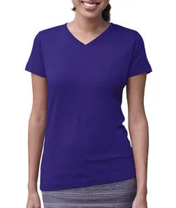 3507 LA T Ladies V-Neck Longer Length T-Shirt Purple