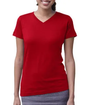3507 LA T Ladies V-Neck Longer Length T-Shirt Red