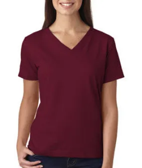 3587 LA T Ladies' V-Neck T-Shirt Maroon