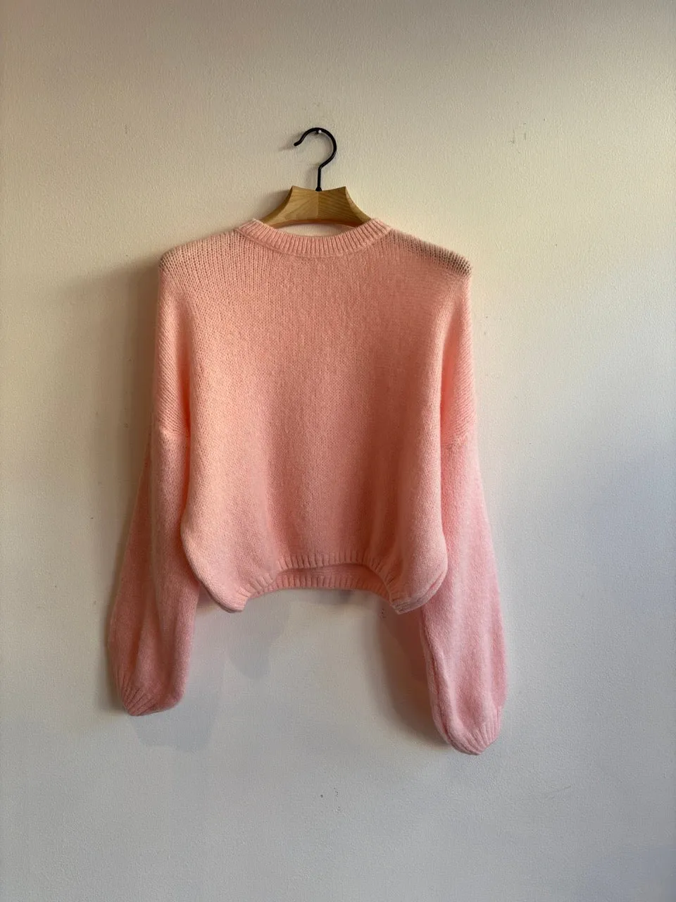 Baby Pink Mohair Balloon Sleeve Jumper