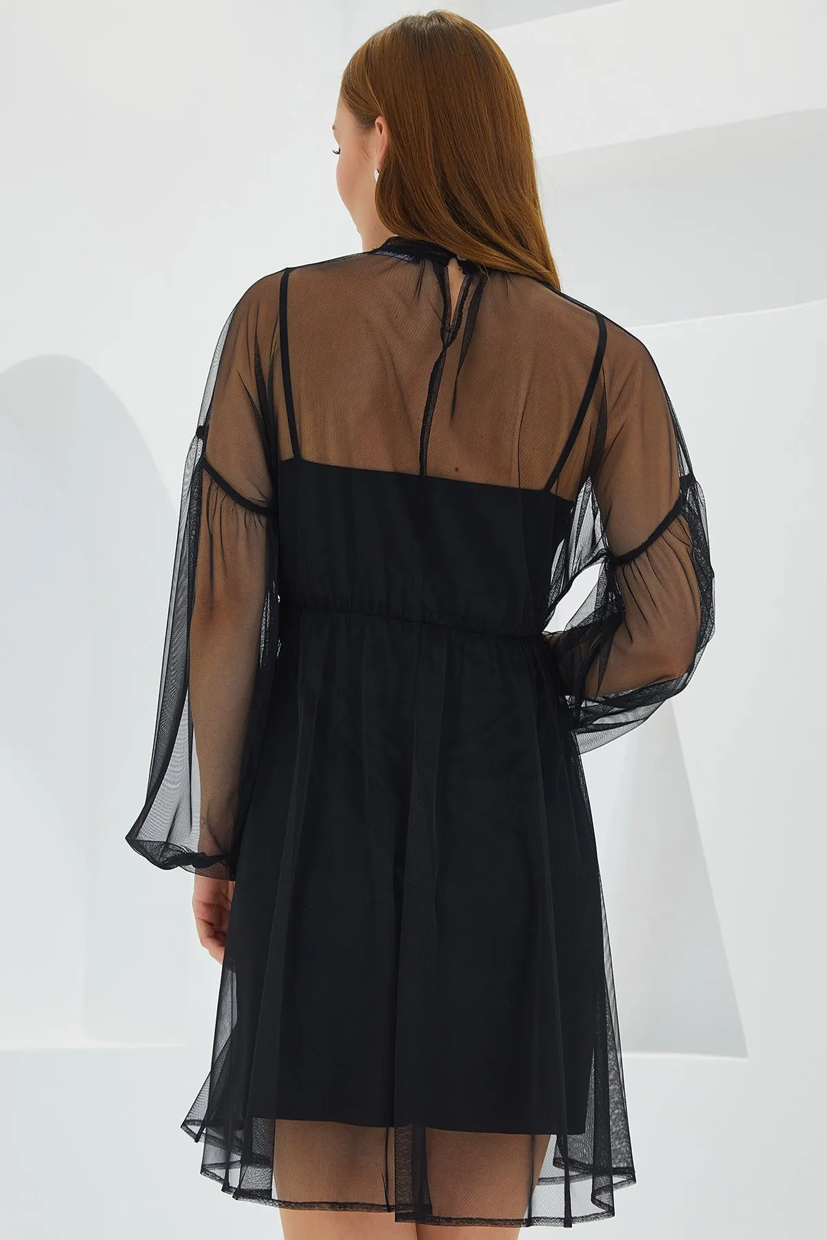 BGD Women Woman Black Tulle Detailed Mini Dress 2485 - Avondale