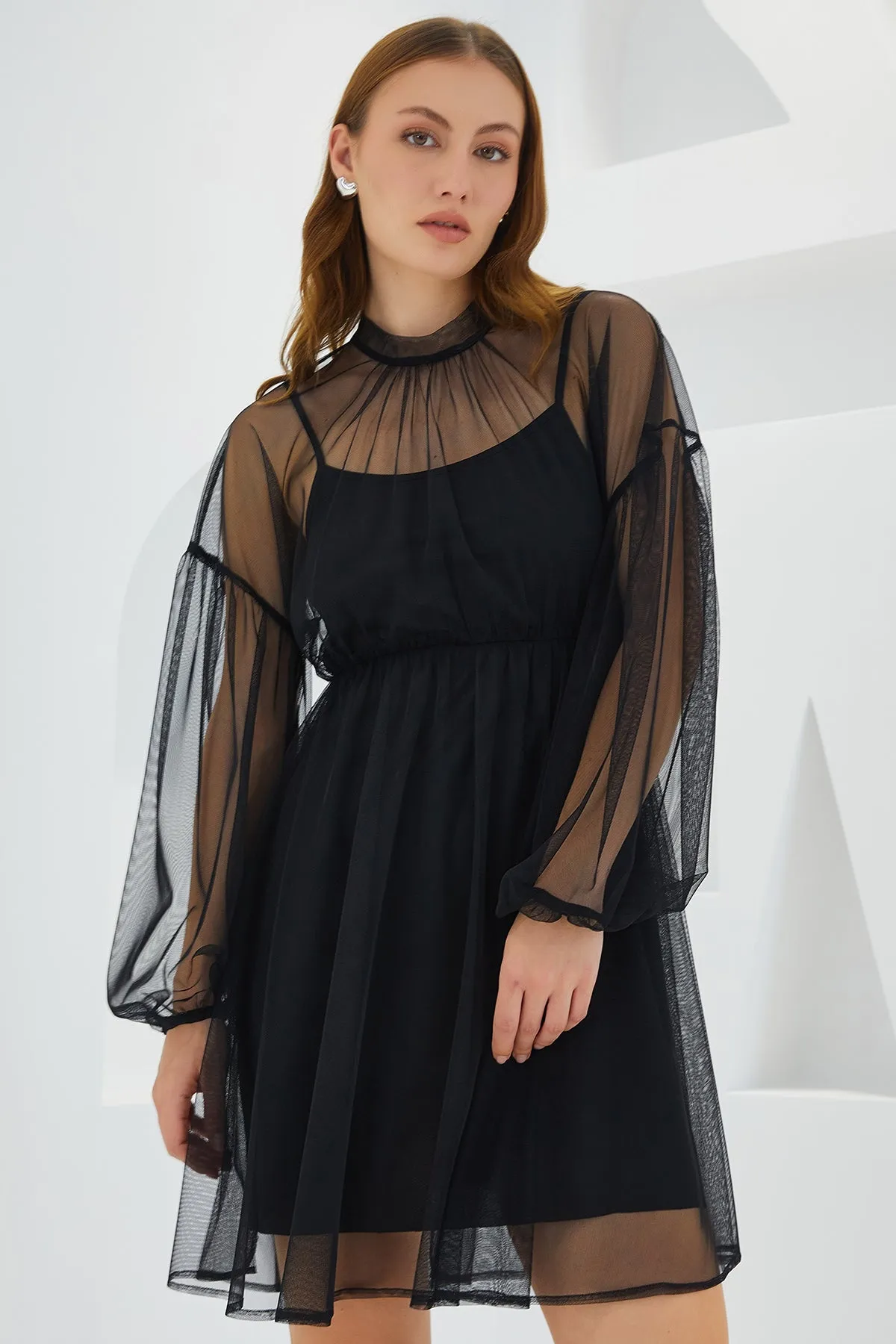 BGD Women Woman Black Tulle Detailed Mini Dress 2485 - Avondale