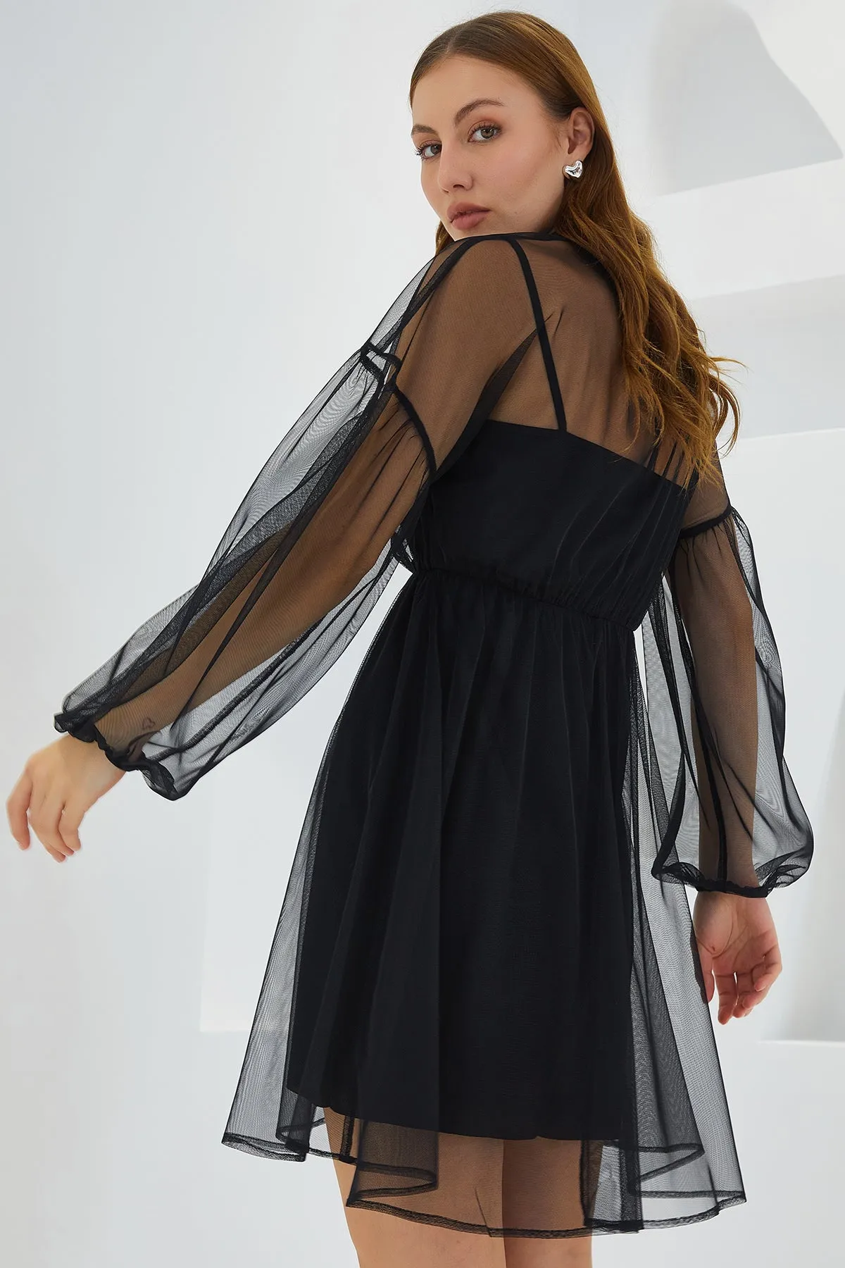 BGD Women Woman Black Tulle Detailed Mini Dress 2485 - Avondale