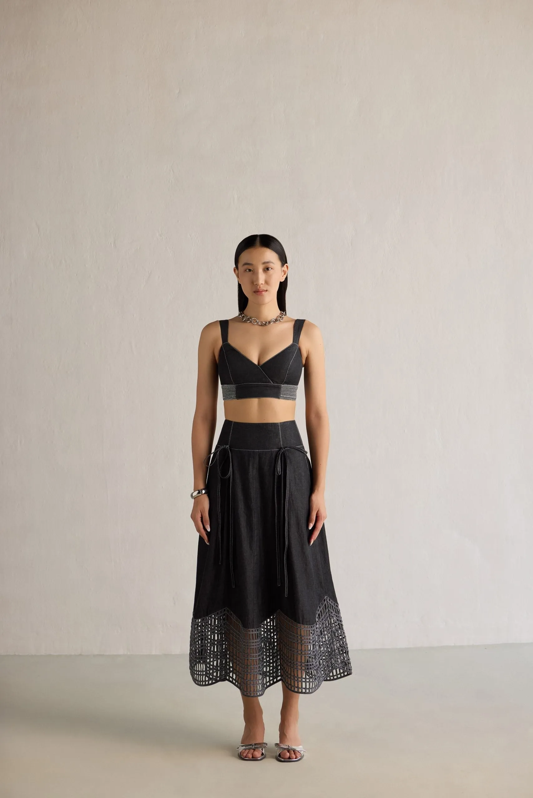 BLACK DENIM BRALETTE