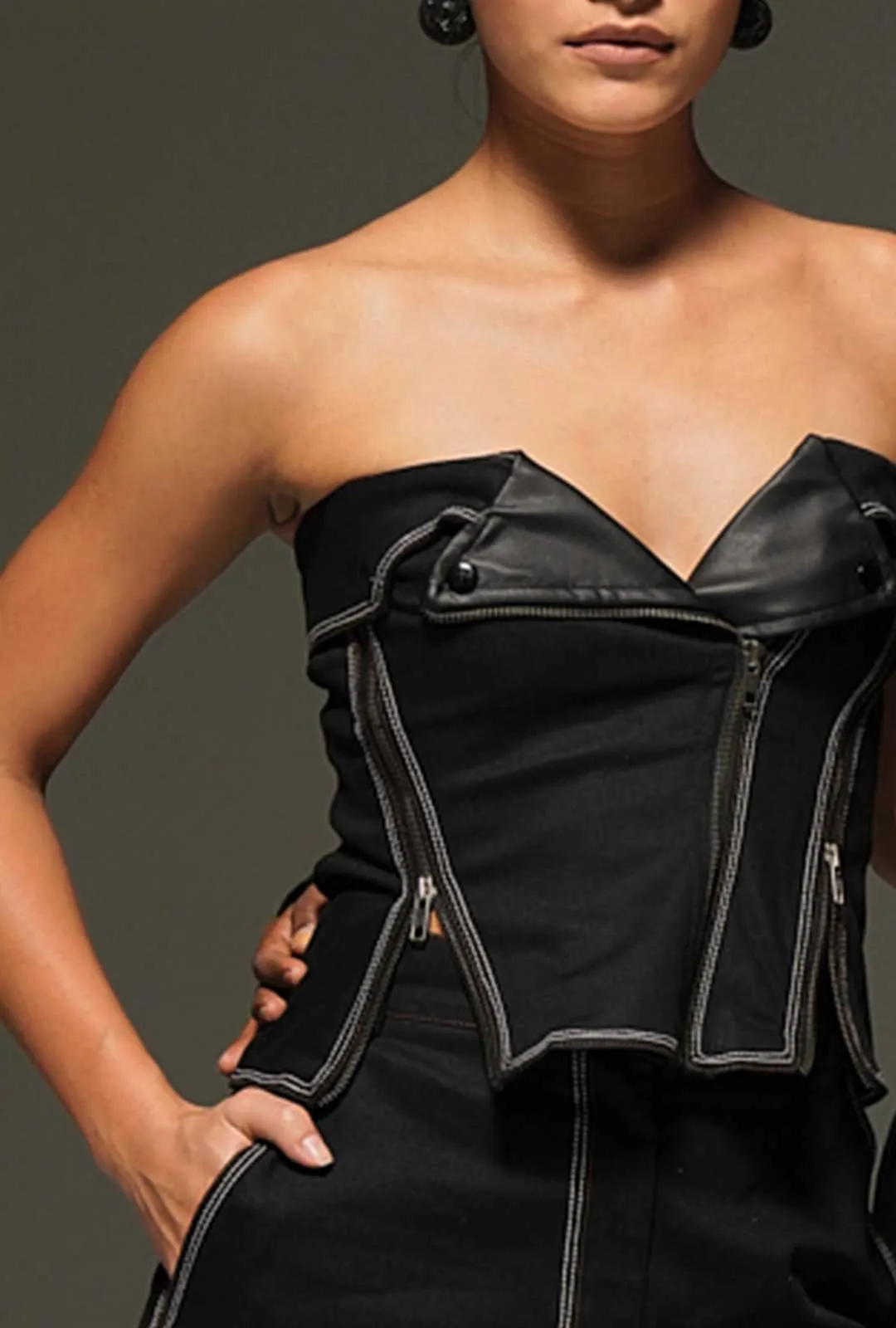 Black Denim Tube Top