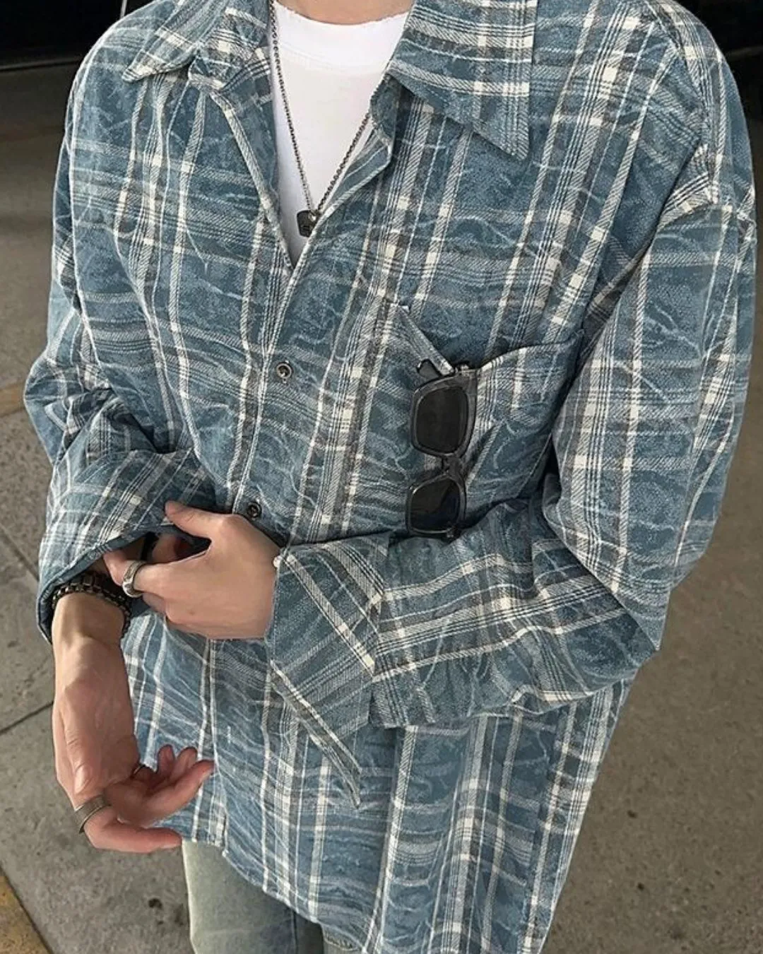 Blue Check Long Sleeve Shirt JMH0039