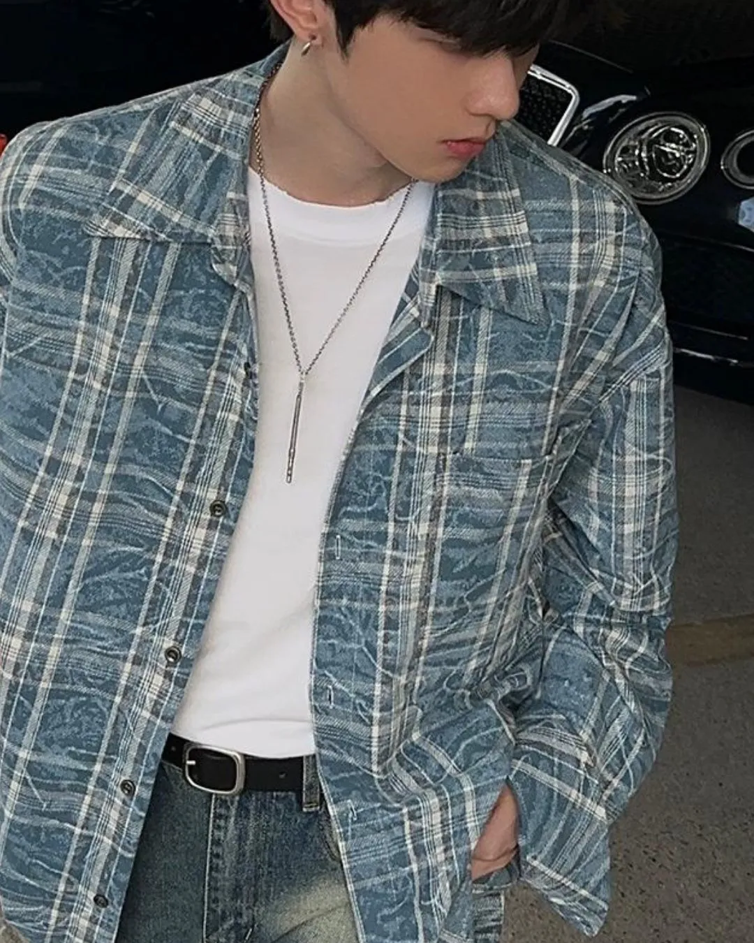Blue Check Long Sleeve Shirt JMH0039