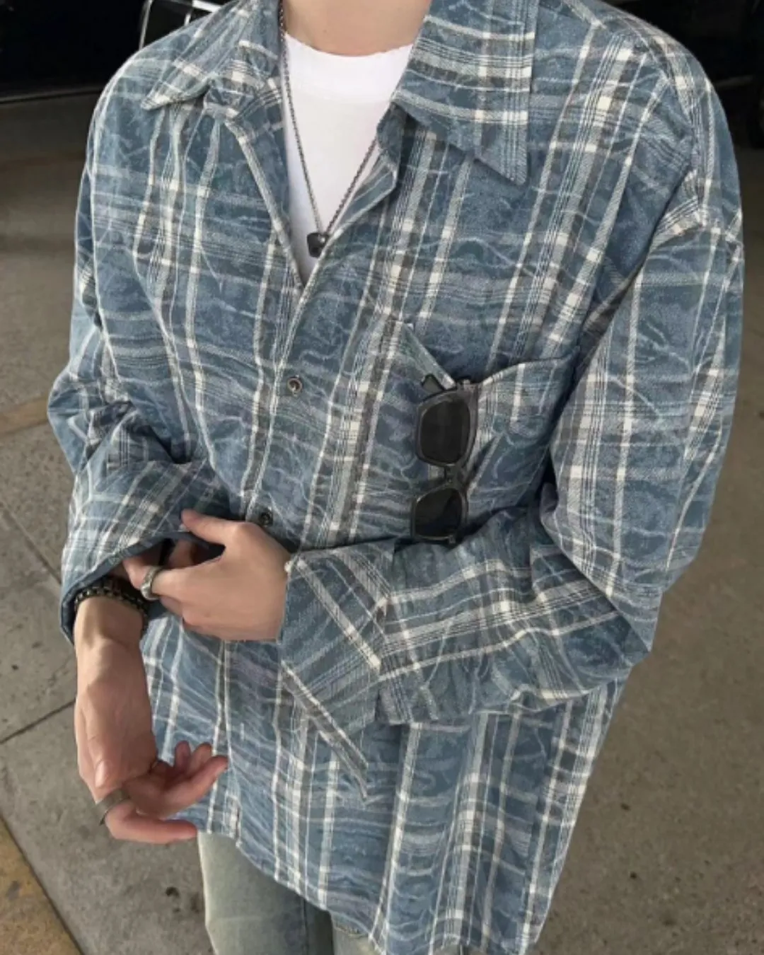 Blue Check Long Sleeve Shirt JMH0039