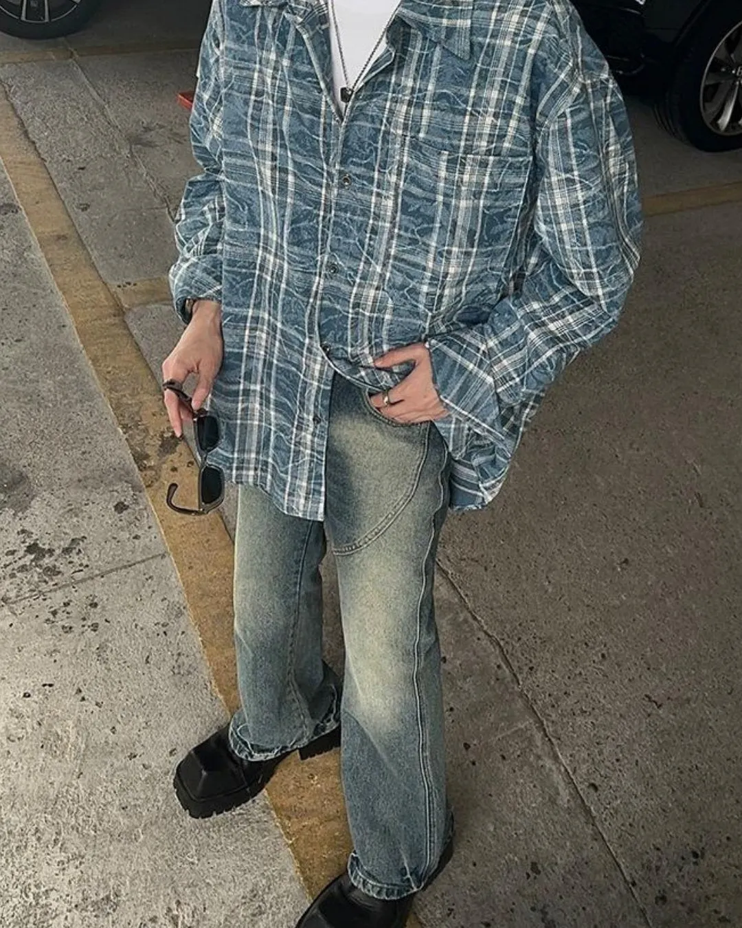 Blue Check Long Sleeve Shirt JMH0039