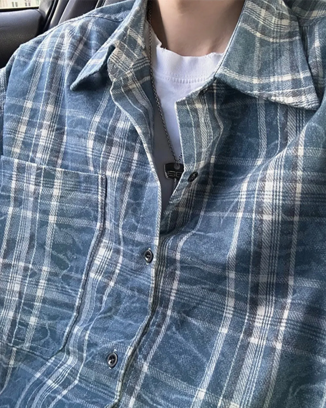 Blue Check Long Sleeve Shirt JMH0039