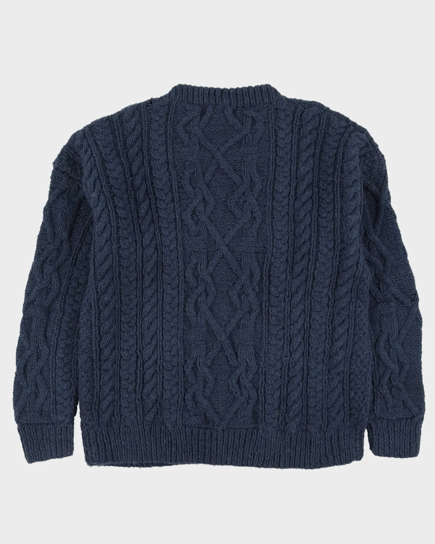 Blue Chunky Knit Wool Jumper - XL