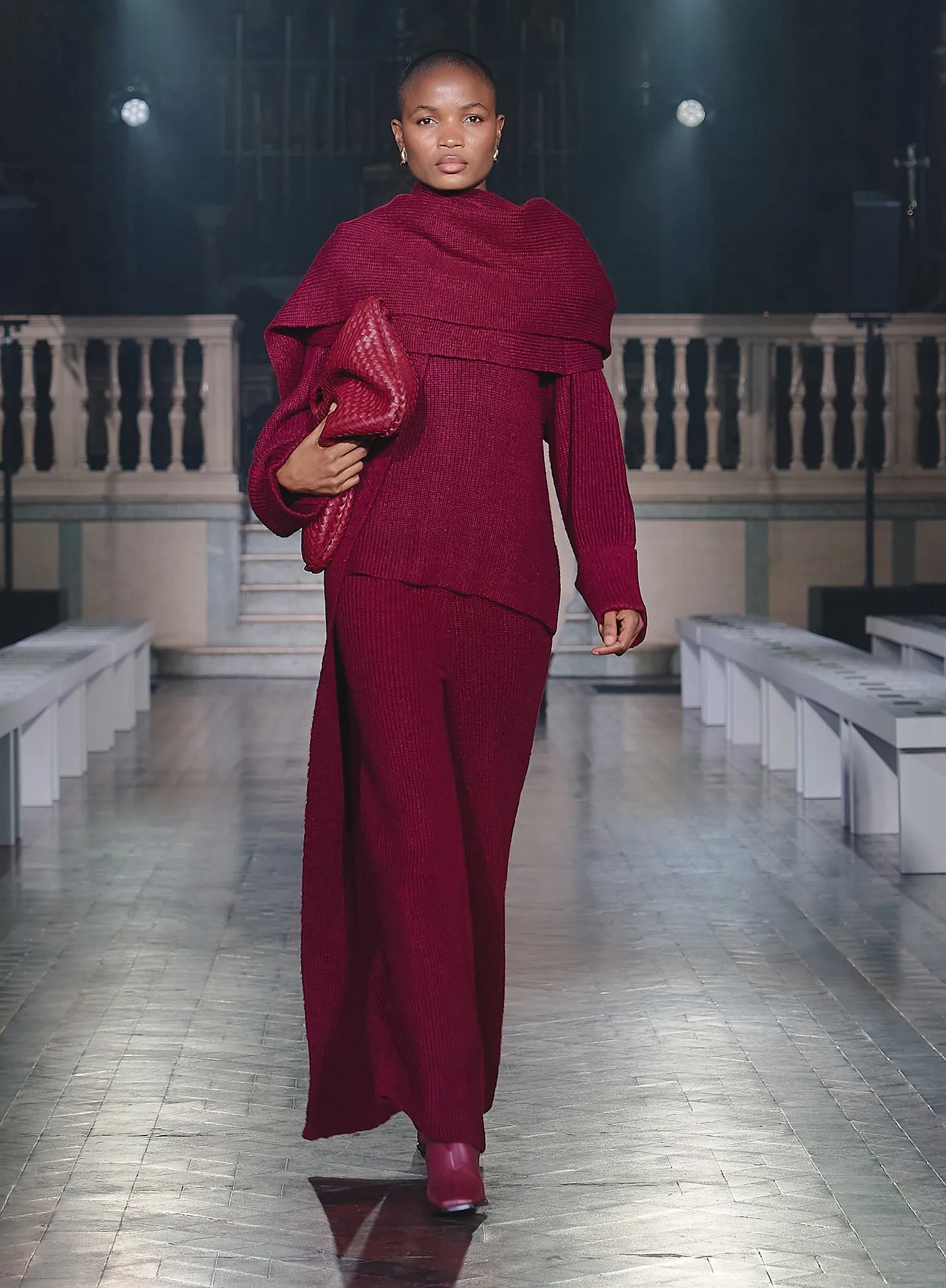 Burgundy Slouchy Knitted Trouser - Remy