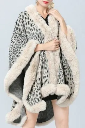 Camille Leopard Faux Fur Poncho