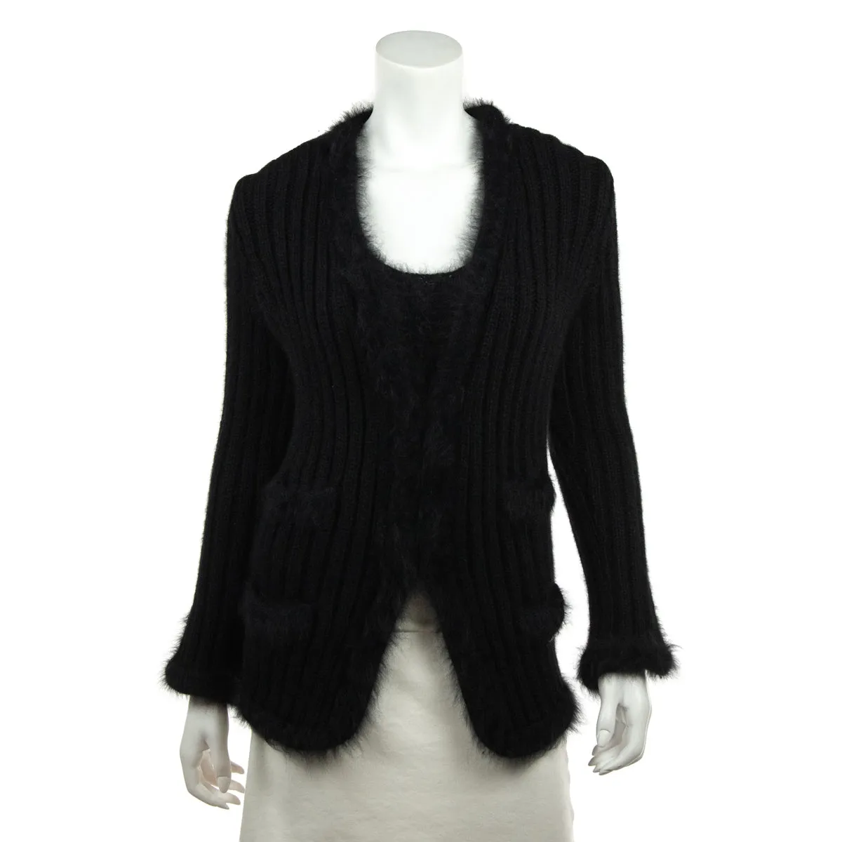 Chanel Black Angora Knit Twin Set Size S | FR 38