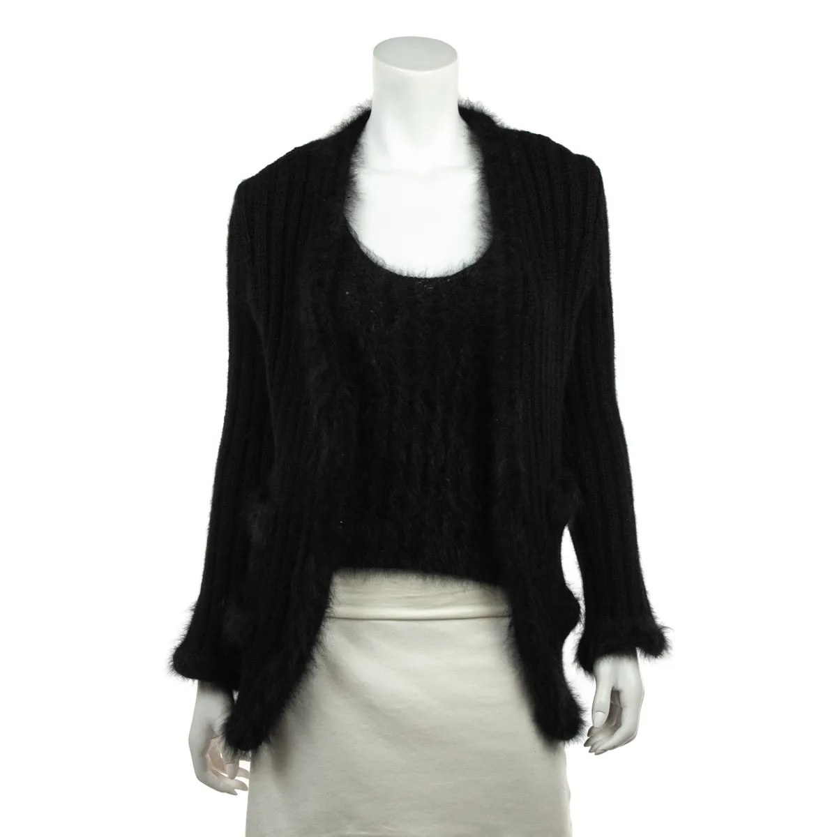 Chanel Black Angora Knit Twin Set Size S | FR 38