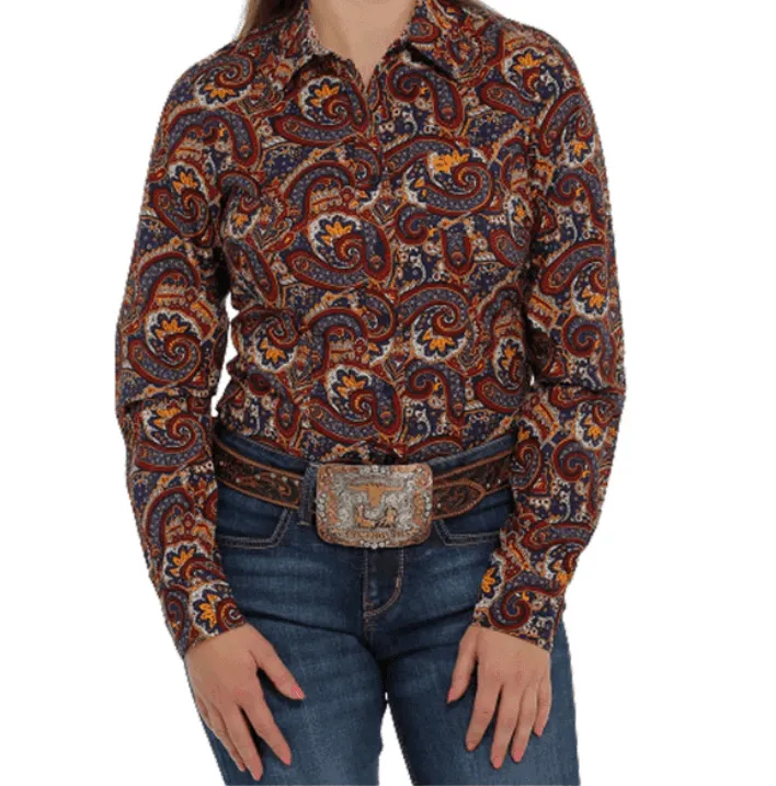 Cinch Women's Paisley Print Button Up Western Shirt MSW9164189