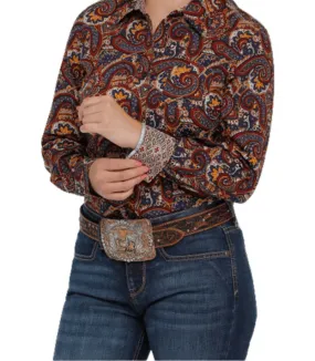 Cinch Women's Paisley Print Button Up Western Shirt MSW9164189