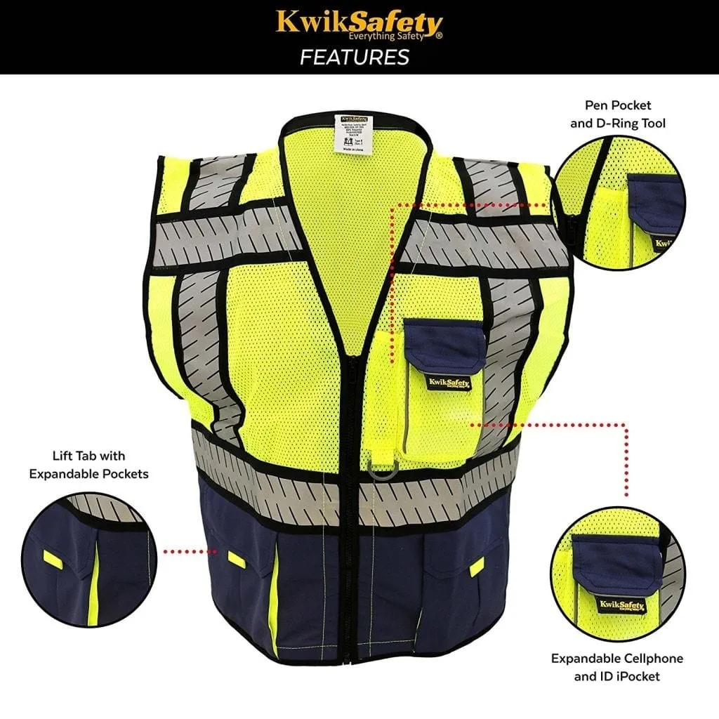 CLEARANCE! KwikSafety SHERIFF | ANSI Class 2 Fishbone Safety Vest (Old Sizing) - Model No.: KS3305