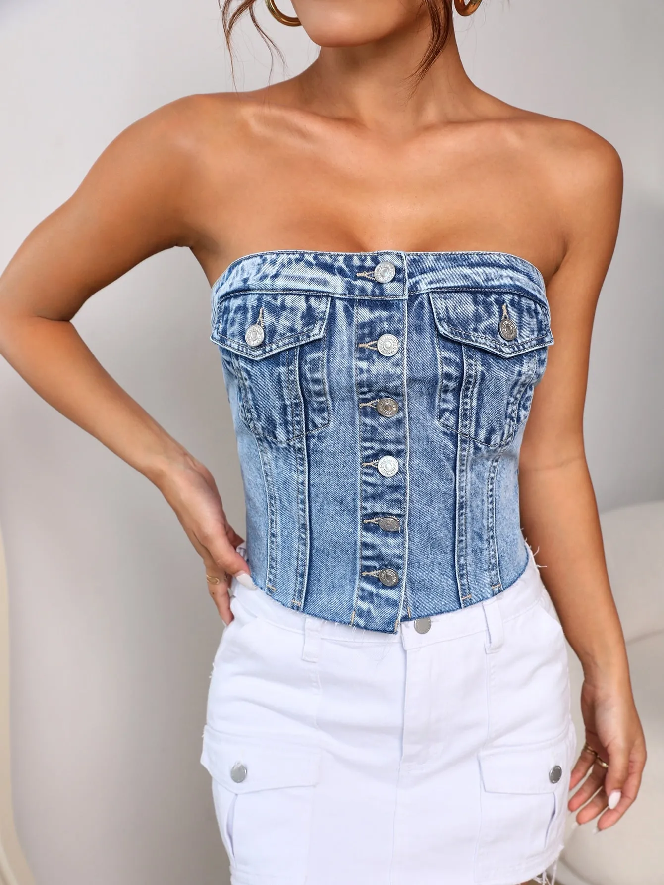 Cosmic Desert Denim Tube Top