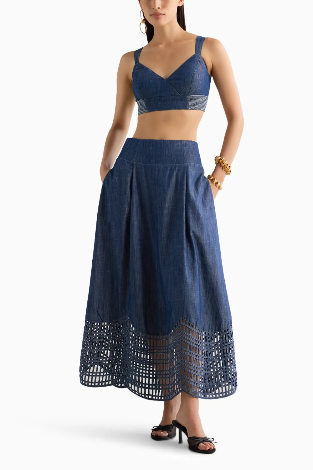 Denim Bralette & Skirt Set