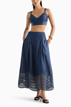 Denim Bralette & Skirt Set