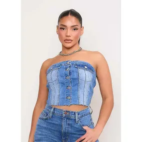 Denim Corset Tube Top