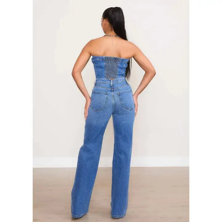 Denim Corset Tube Top
