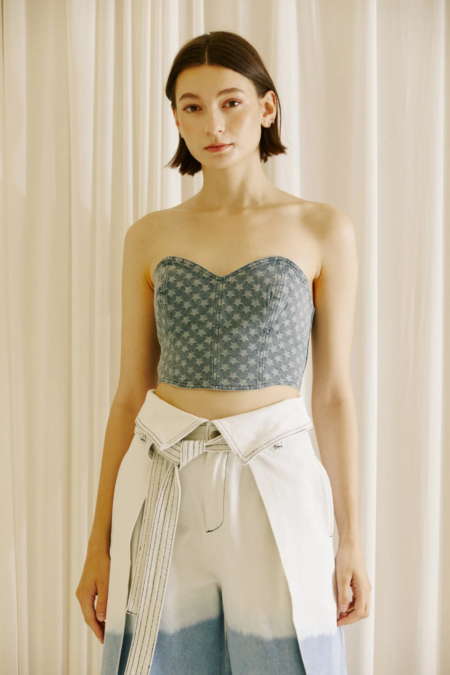 Denim Star Corset Tube Top