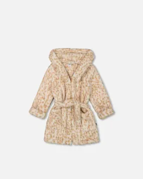 Deux Par Deux Plush Bathrobe - Leopard Print