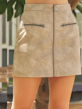 Dune Faux Leather Front Zip Mini Skirt