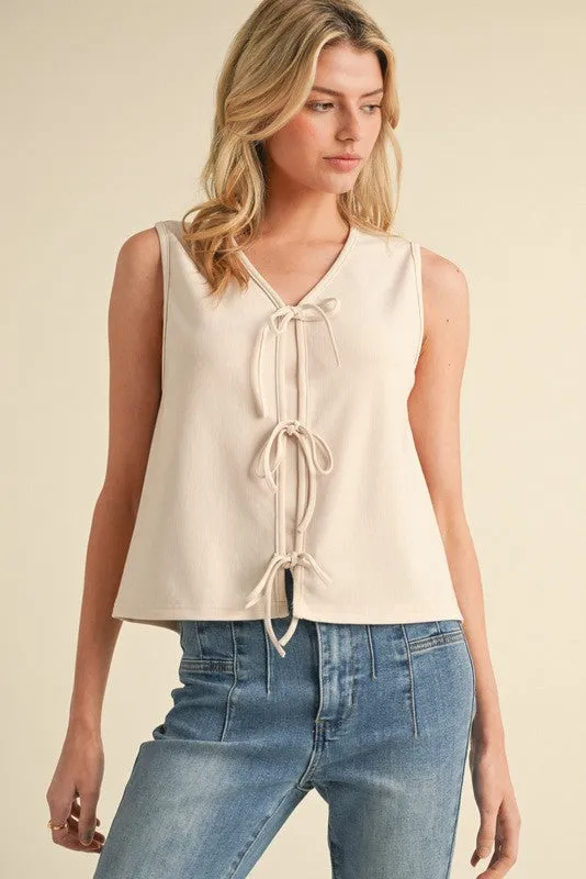 Elevated Style Oatmeal Bow Vest