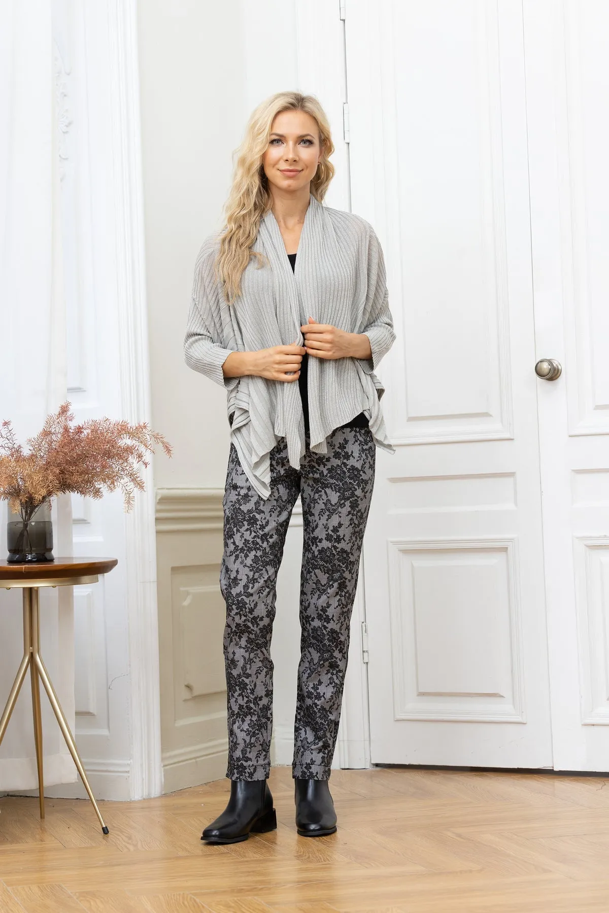 Fashion Village Two-Way-Wear Lurex Open Cardigan