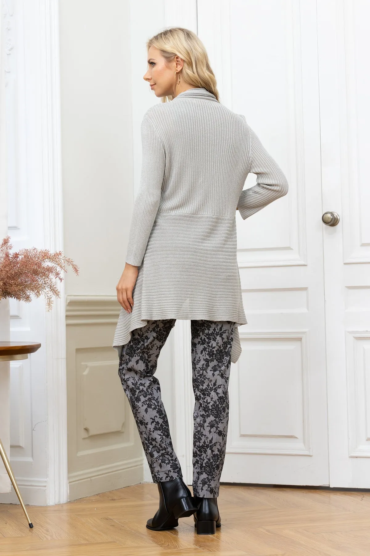 Fashion Village Two-Way-Wear Lurex Open Cardigan