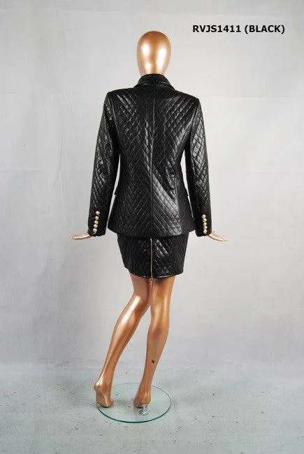 faux leather quilted skirt