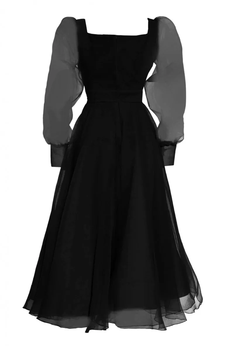 FRV Black tulle long sleeve maxi dress - Coacalco
