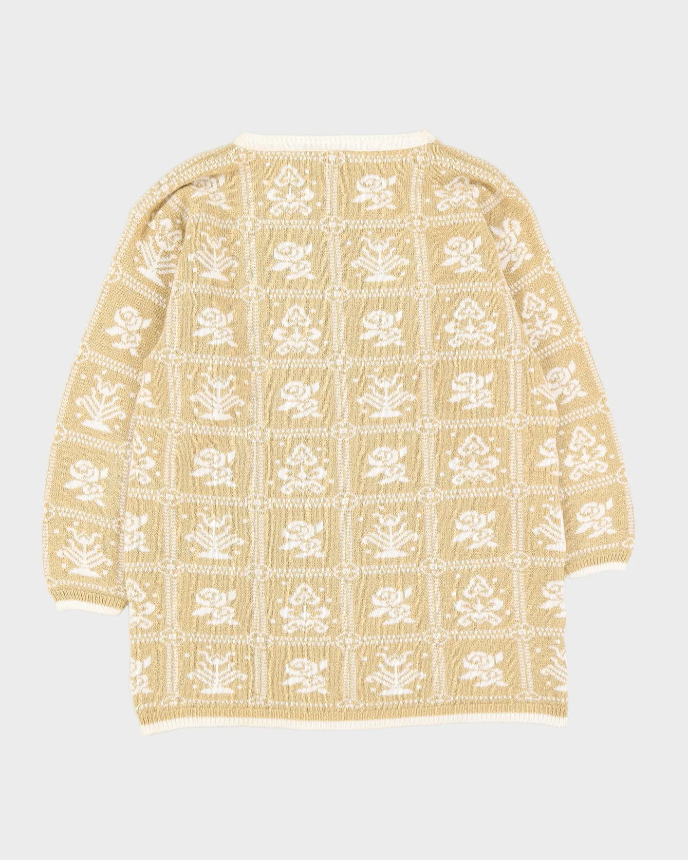 Gold Lurex Patterned Knitted Jumper - M