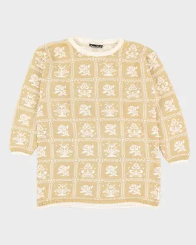 Gold Lurex Patterned Knitted Jumper - M