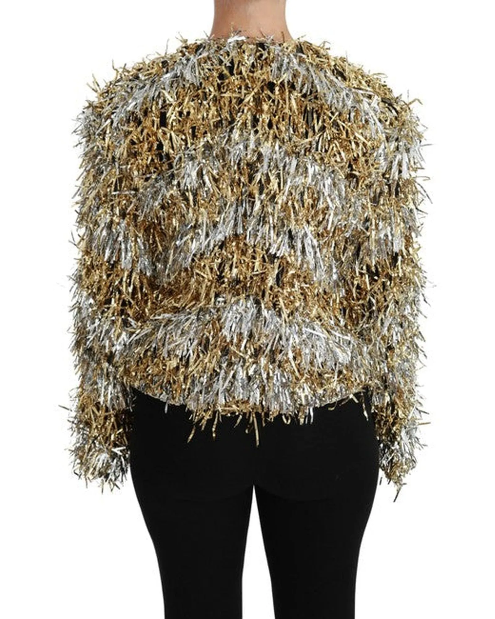 Gold Silver Cardigan Sweater Coat Jacket