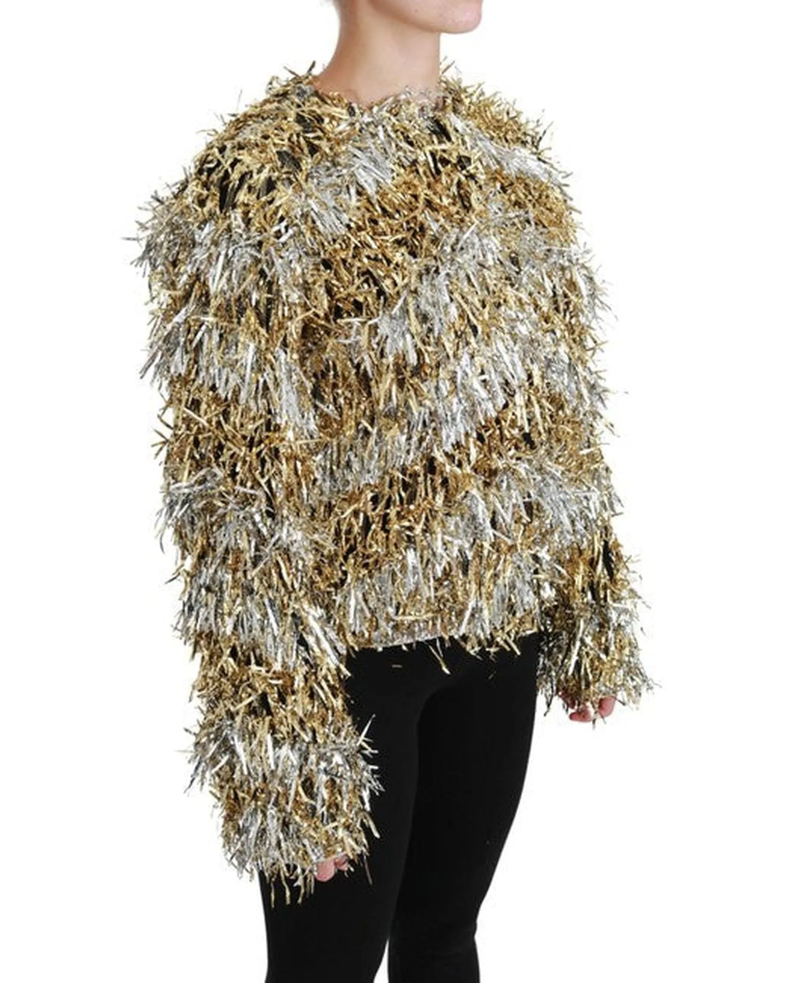 Gold Silver Cardigan Sweater Coat Jacket