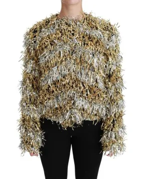 Gold Silver Cardigan Sweater Coat Jacket