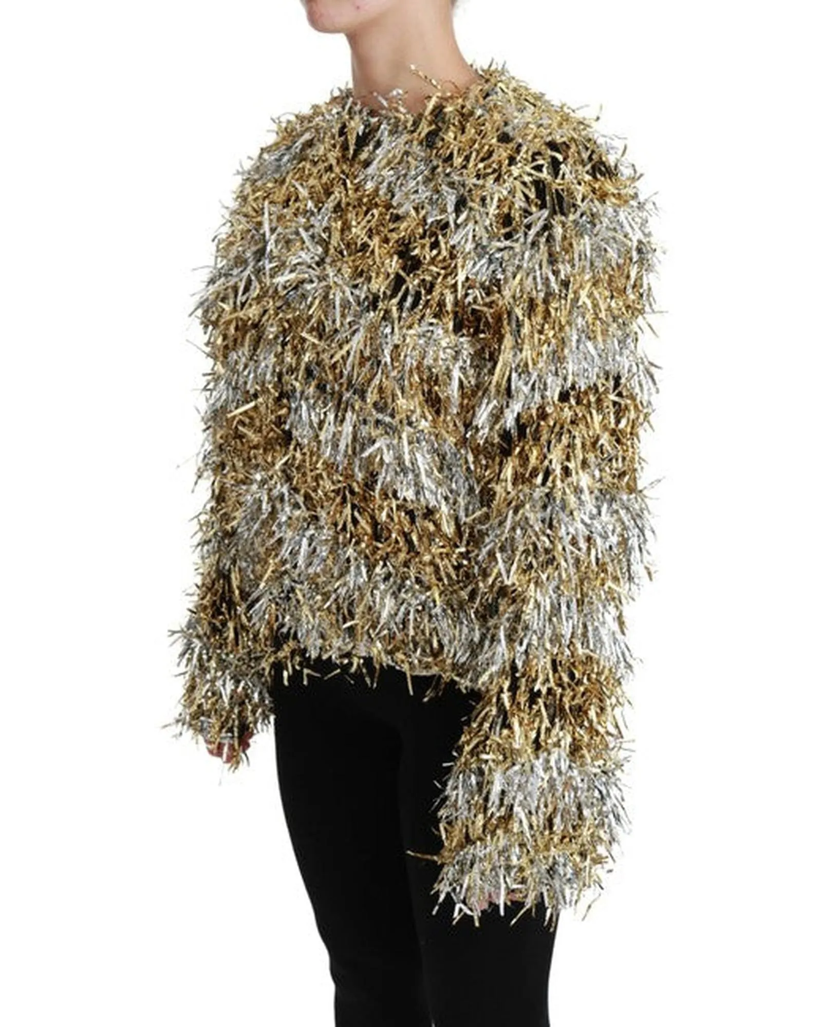 Gold Silver Cardigan Sweater Coat Jacket