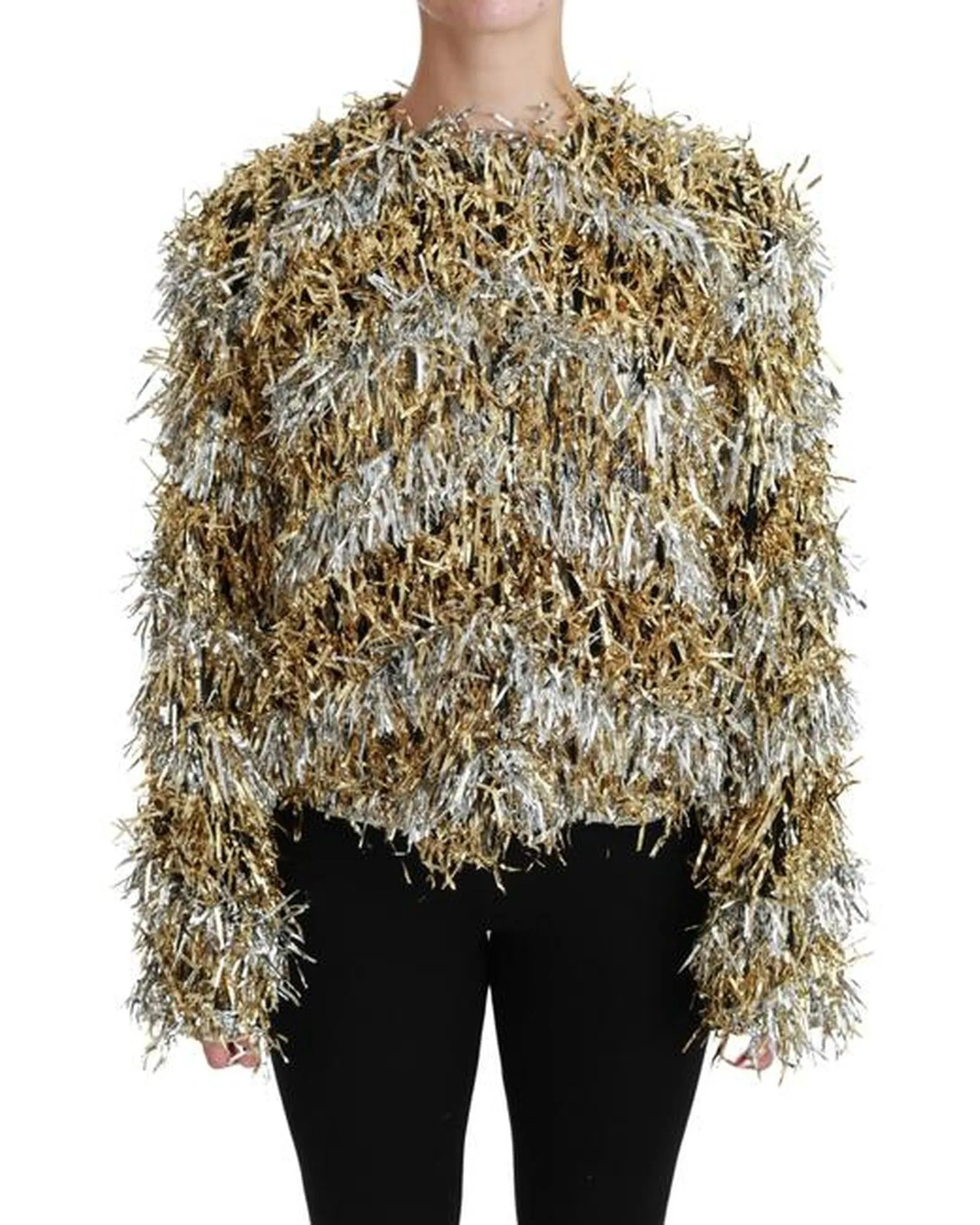 Gold Silver Cardigan Sweater Coat Jacket